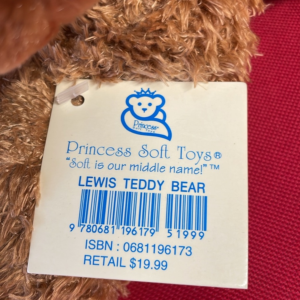 Princess Soft Toys Lewis Teddy Bear Brown 15”  Plush Stuffed Animal - Picture 4 of 5